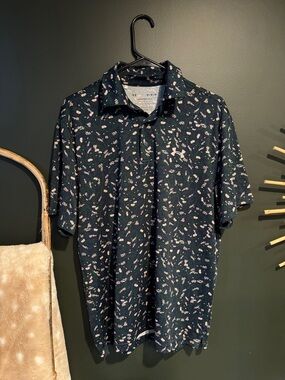 Under Armour Men’s Navy Polo with Pink Floral Print